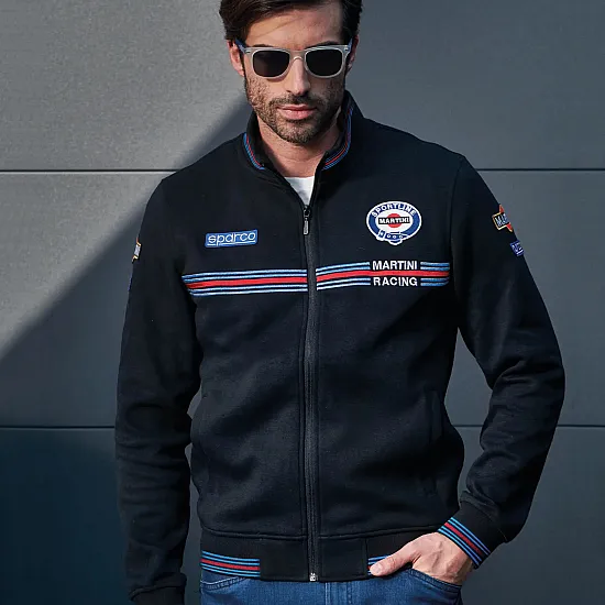 Heren Full Zip Sweatshirt Martini Racing - Zwart