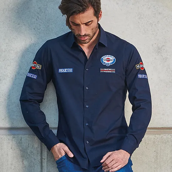 Heren Lange Mouwen Shirt Martini Racing - Navy Blauw