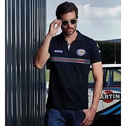 Heren Polo T-shirt Sparco Martini Racing - Zwart