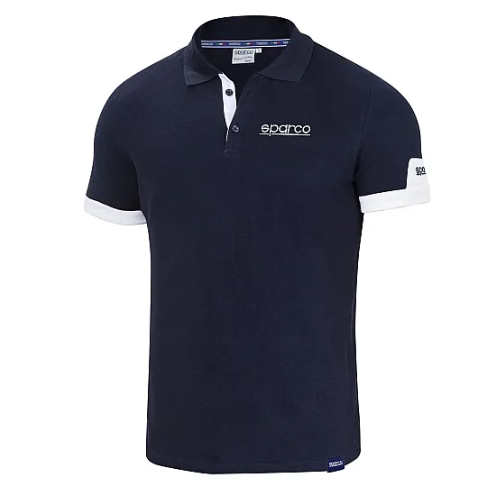 Heren Korte Mouw Polo T-Shirt Sparco Polo Corporate - Blauw Marine
